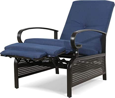 Ulax Furniture Outdoor Metal Patio Recliner Chair