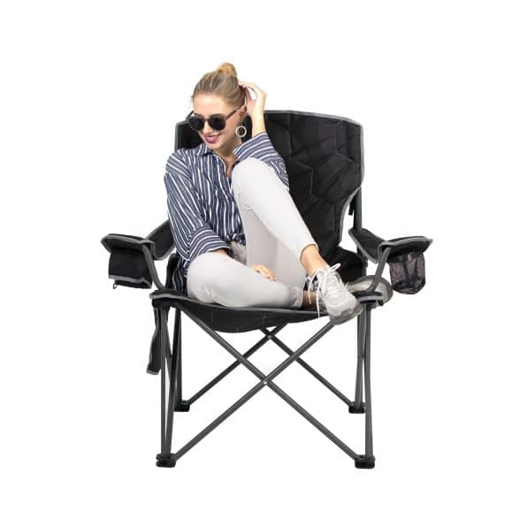 Woman in 500 lb Capacity Portable Folding Chair