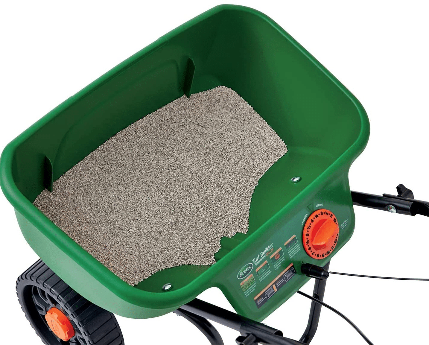 A broadcast spreader with a hopper capacity and material compatibility